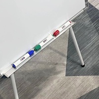 Tableau blanc effaçable à sec sur pied avec cadre en aluminium, hauteur réglable, 100 x 70 cm, pour bureau et école