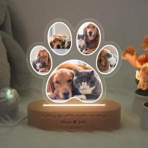 Lámpara LED Nocturna <span class=keywords><strong>Personalizada</strong></span> con <span class=keywords><strong>Foto</strong></span> de Mascota, Collage de Fotos de Patas en Acrílico para Amantes de Mascotas - Product Image 3