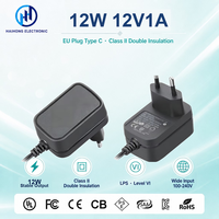 Adaptateur secteur 12V 1A 12W avec prise EU, certifié TUV CE de classe II, niveau VI, pour module LED, caméra, petit appareil, vente en gros