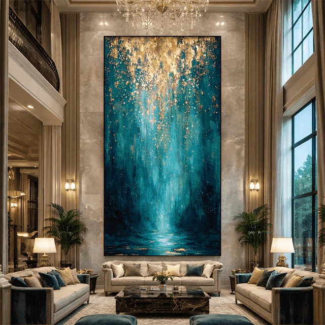 Handmade Modern Abstract Acrylic Oil Painting Luxury Landscape Canvas Wall Art for Home Decor for Living Room or Bedroom