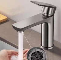 Robinet de salle de bain moderne monotrou en acier inoxydable mitigeur classique chaud et froid mitigeur pour évier lavabo vanne en céramique