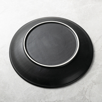 Vaisselle en céramique noire mate, pierre japonaise, Design de roche allemande, hôtel, porcelaine, noir, 15cm 20cm 23cm 25cm 30cm, vente en gros, livraison gratuite