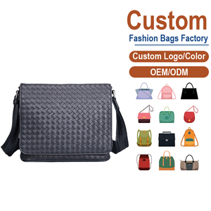 Bolso Cruzado de Cuero Genuino Negro Tejido para Hombre - Piel de Vacuno de Grano Completo, OEM para Marcas que Buscan Lujo Táctil y Utilidad Urbana - Product Image 1