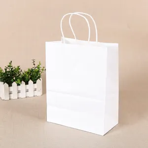 Sac kraft café pour femmes recyclé personnalisé sac en papier kraft avec logo sac à main réutilisable à bas prix brun shopping blanc