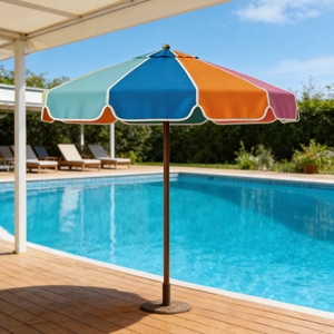 Parasol commercial d'extérieur en fer avec mât central, coloré, pour jardin, terrasse, café, pont et zones de loisirs côtiers - Product Image 2