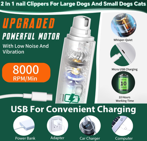 Coupe-ongles électrique portable pour animaux de compagnie 2-en-1, coupe-ongles et lime à ongles avec recharge USB - Product Image 3