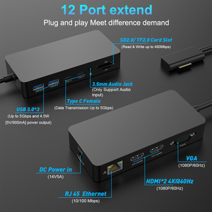 12 in1マルチポートMSTハブUSB3.0 SurfaceユニバーサルラップトップVGAHDMIレプリケータータイプCドッキングステーション (Surfaceシリーズ用) - Product Image 5