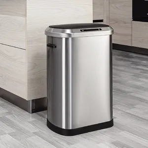 Rectangular 13 Gallon Stainless Steel Automatic Waste Can Large Size Smart Sensor Dustbin Garbage Bin