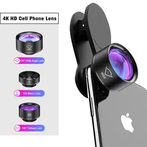 lente 3 1 Suppliers-Lente gran angular para teléfono móvil, lente de Macro ojo de pez 3 en 1 para fotografía