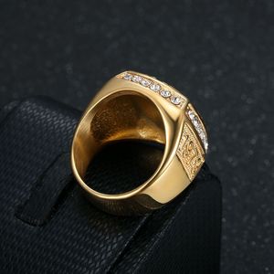 Aigle Hommes Bague En Acier Inoxydable Plaqué Or CZ Diamant Hiphop Bijoux Bold Eagle Claw <span class=keywords><strong>D</strong></span>éclaration Anneau À La Mode Bling Accessoires - Product Image 3