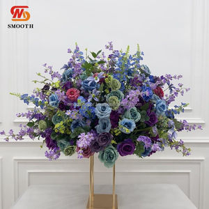 Boule de fleurs artificielles en soie violette lisse 1,8-2,4 m, rose et gypsophile, design asymétrique brisé, pour décoration de mariage et centre de table - Product Image 6