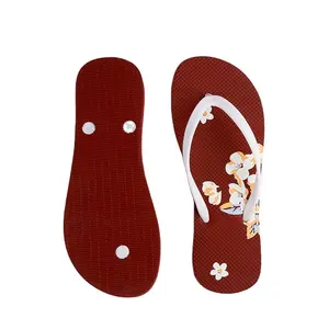 Nuevas Chanclas de goma planas antideslizantes con estampado personalizado para mujer para verano, zapatilla resistente para la playa o el verano