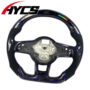 Volant en fibre de carbone forgé avec LED Rpm pour Volkswagen MK7 <span class=keywords><strong>Golf</strong></span> <span class=keywords><strong>7</strong></span> GTI MK6 <span class=keywords><strong>GTD</strong></span> R Gts R-Line Tiguan Scirocco Passat Polo - Product Image 2