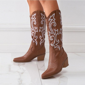 Custom Made Botines Altos De Mujer Steel Pointed Toe Stiletto Heel Strap Midi Women <b>Boots</b> - Product Image 2