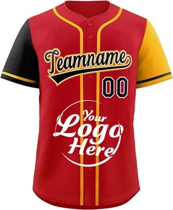 T-shirt rayé lourd Streetwear uniforme tee Baseball Jersey boutonné chemises à manches courtes, cousu personnalisé - Product Image 1