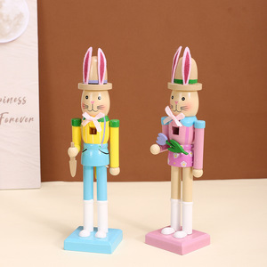 Muñeco de madera con orejas de conejo de Mystic Arts, adorno de Cascanueces para decoración del hogar, escritorio, regalo. - Product Image 1