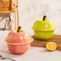 Pot à ragoût en céramique en forme de pomme Lelyi, créatif et mignon, avec couvercle, pour usage domestique, tasse à dessert haut de gamme et raffinée, vente en gros