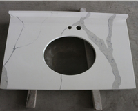 Comptoirs de salle de bain en quartz blanc double préfabriqués et comptoirs de cuisine en quartz blanc Calacatta