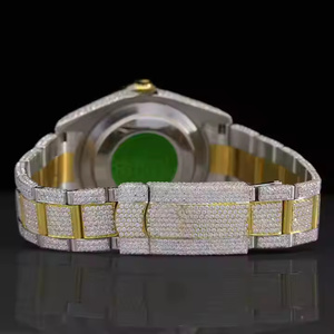 Contemporary <b>Men's</b> Stainless Steel Alloy Case Quartz Moissanite <b>Charm</b> Watch 5mm Oversized Clear Glass Smooth Polished Finish - Product Image 2
