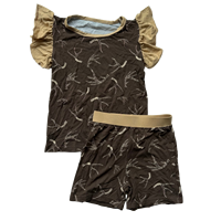 Ensemble 2 pièces pour petites filles, imprimé léopard et zèbre, haut à volants et manches bouffantes + short bouffant, en bambou de qualité supérieure, pour l'été