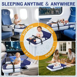 Inflatable Toddler Airplane <b>Bed</b> with Adjustable Safety Belt <b>Portable</b> Travel Footrest <b>Bed</b> - Product Image 4