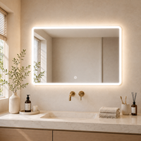 Miroir de maquillage LED rectangulaire moderne de luxe, à intensité variable, rétroéclairé et éclairé par l'avant et l'arrière, élégant pour salon de beauté
