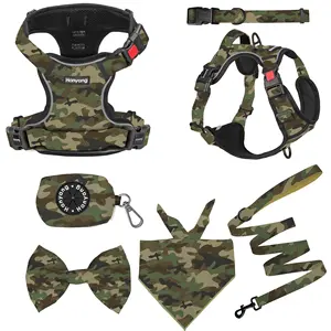 2023 produsen terlaris Camo gaya Militer tahan lama tidak ada tarik anjing kain Oxford Harness Set kustom grosir untuk berbeda