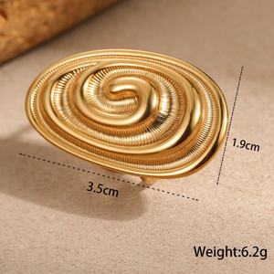 แหวนแนวเรขาคณิตสแตนเลสสตีลกันน้ำวินเทจแหวนผู้หญิงไม่เสื่อมเสีย - Product Image 6