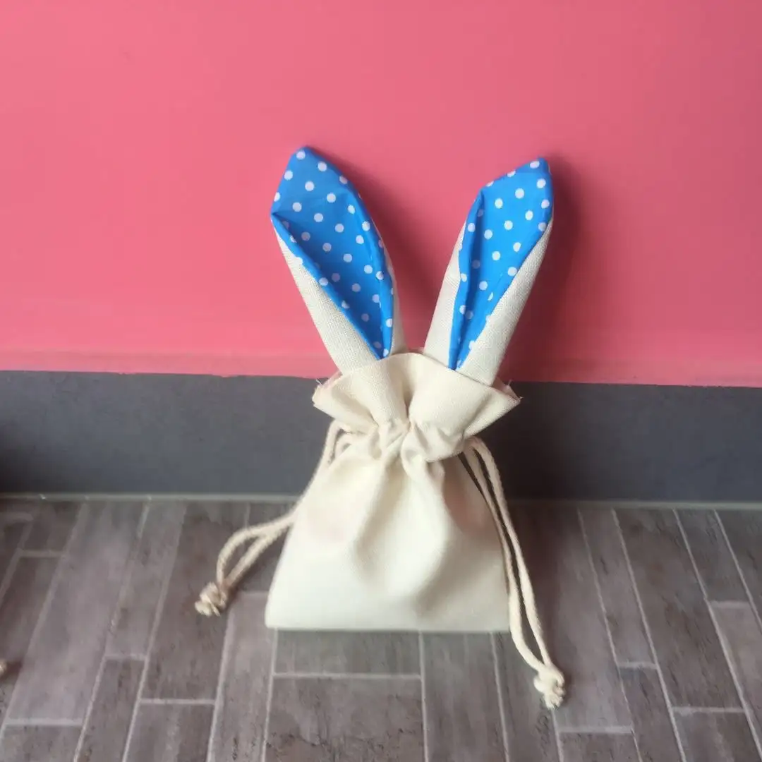 Neues Design Bunny Ear Leinen Osterhasen Eimer Süßigkeiten und Geschenke Tragen Sie Sublimation taschen für Kinder Ostern