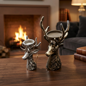 Support de bougie en aluminium en forme de tête de cerf, fait main, décoration Sonnet, décoration de Noël pour la maison, support mural durable pour bougies votives - Product Image 1