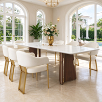 Nouvelle conception de table à manger complète, style glamour pour l'intérieur, 4, 6, 8, 12 places, mobilier d'hôtel italien, ensemble de salle à manger en marbre composite