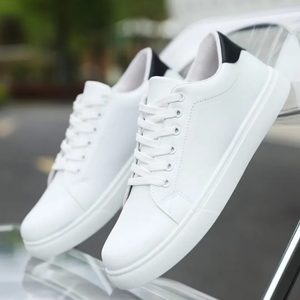 Zapatillas Deportivas Transpirables y Elegantes con Cordones, de Piel Sintética, de Caña Baja, Clásicas, Casuales y Formales para Hombre, Blancas - Product Image 2