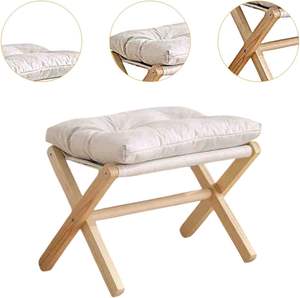 Taburete de madera <span class=keywords><strong>plegable</strong></span> tapizado, <span class=keywords><strong>reposapiés</strong></span> elegante acolchado, taburete para <span class=keywords><strong>sofá</strong></span>, taburete para cambiar zapatos, taburete escalón, otomana infantil para cabecera de cama - Product Image 3