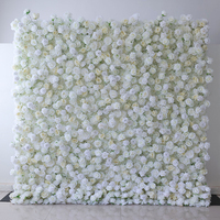 A06 Mur de fleurs personnalisé 5D 3D blanc enroulable tissu fleur mur mariage décor soie artificielle Rose fleur panneau toile de fond fleur mur
