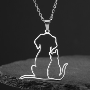 Nouveaux Colliers <span class=keywords><strong>de</strong></span> Mode <span class=keywords><strong>en</strong></span> Acier Inoxydable avec Pendentifs Creux Adorables Chat et Chien <span class=keywords><strong>pour</strong></span> Femmes – <span class=keywords><strong>Vente</strong></span> <span class=keywords><strong>en</strong></span> <span class=keywords><strong>Gros</strong></span> - Product Image 1