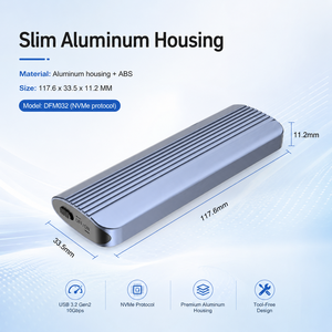 Boîtier SSD M.2 NVMe sans outil, 10 Gbps, Type-C, boîtier de <span class=keywords><strong>disque</strong></span> <span class=keywords><strong>dur</strong></span> externe, puce JMS583, boîte de stockage portable en aluminium, 2 To - Product Image 4