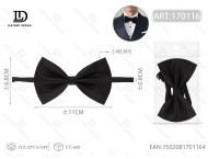 Single Layer Bow <b>Tie</b> Black Solid Pre Tied <b>Polyester</b> Formal Wear - Product Image 1