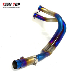 Para <span class=keywords><strong>Kawasaki</strong></span> <span class=keywords><strong>ER6F</strong></span> ER6N Ninja 650R motocicleta azul quemado 51mm Entrada de escape de acero inoxidable Sistema completo tubo de enlace frontal - Product Image 2