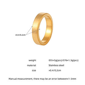 Mode or plaqué femmes bijoux en acier inoxydable anneaux en couches anneau uni brossé mode bijoux anneaux - Product Image 3