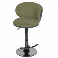Tabouret de bar pivotant moderne en velours vert olive, dossier en forme de haricot, siège rembourré, colonne chromée noire, repose-pieds réglable, pour bar à domicile ou hôtel