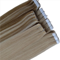 Extensions de cheveux à bandes adhésives de haute qualité, double trame, cuticules alignées, cheveux humains russes Remy
