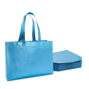 时尚女性购物袋大容量储物袋防水可折叠金属无纺布酒袋带结实手柄