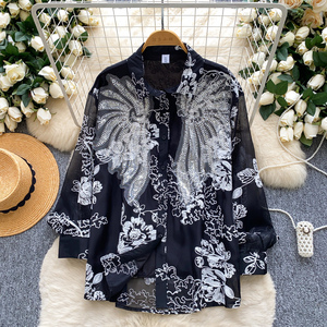 <span class=keywords><strong>Chemisier</strong></span> brodé de paillettes perlées de luxe français haut transparent ample pour femmes pour un style tendance - Product Image 5