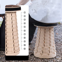Tabouret télescopique portable élégant et de qualité supérieure, base en caoutchouc souple, hauteur réglable pour les voyages en moto, la pêche en plein air