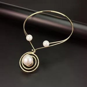 Charms Designer Big Simulated Pearl <strong>Gold</strong> Trendy Necklace Unisex <strong>Metal</strong> Torques Choker Statement Beads Pendant Jewelry Bib <strong>Collar</strong> - Product Image 4