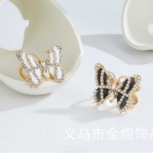 Accesorio para bufanda con hebilla de mariposa, chapado en aleación y diamantes de imitación, para prendas de vestir, en blanco y negro, verano 2023 - Product Image 4