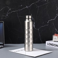 Bouteille d'eau de sport à large ouverture en acier inoxydable monocouche de haute qualité pour une utilisation en extérieur et en voiture, style classique