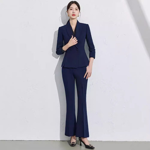 Women's Red Suit Set Full Sleeve Polyester Formal Spring Anti-Wrinkle Professional Wear - Product Image 3