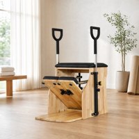 Chaise Wunda Pilates en bois de chêne pour la maison et le studio – Équipement compact d'entraînement de la force du tronc avec pédale réglable