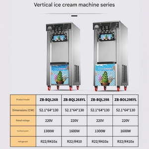 Machine à glace molle verticale en acier inoxydable à 3 saveurs, pré-refroidissement automatique, grande capacité, pour stand mobile commercial - Product Image 4